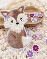 Fuchs Aufnäher mit Blumen