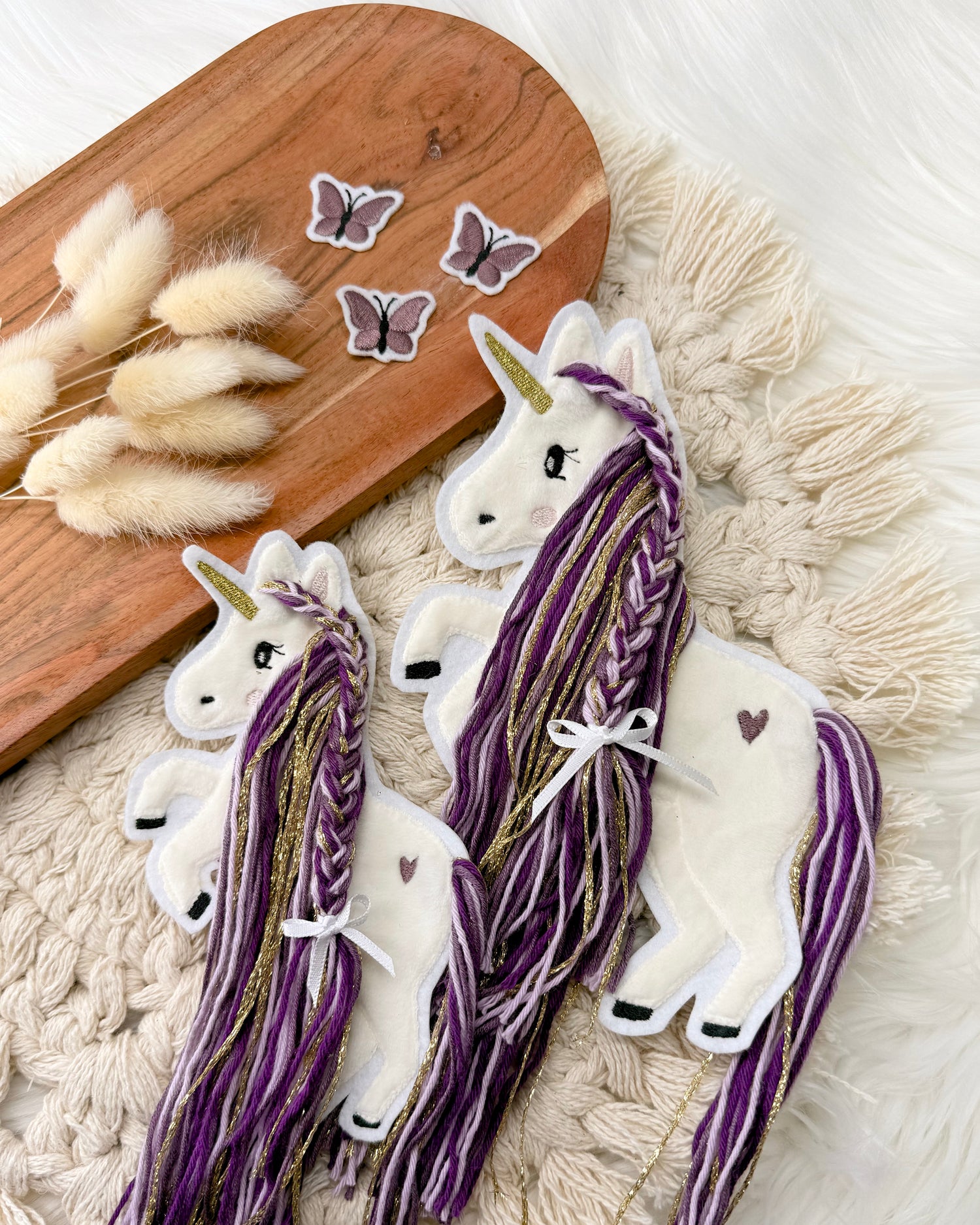 Applikation Einhorn "Ella" - Pflaume/Gold