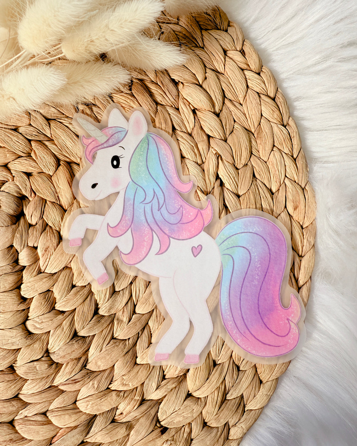 Bügelmotiv Einhorn Regenbogenmähne