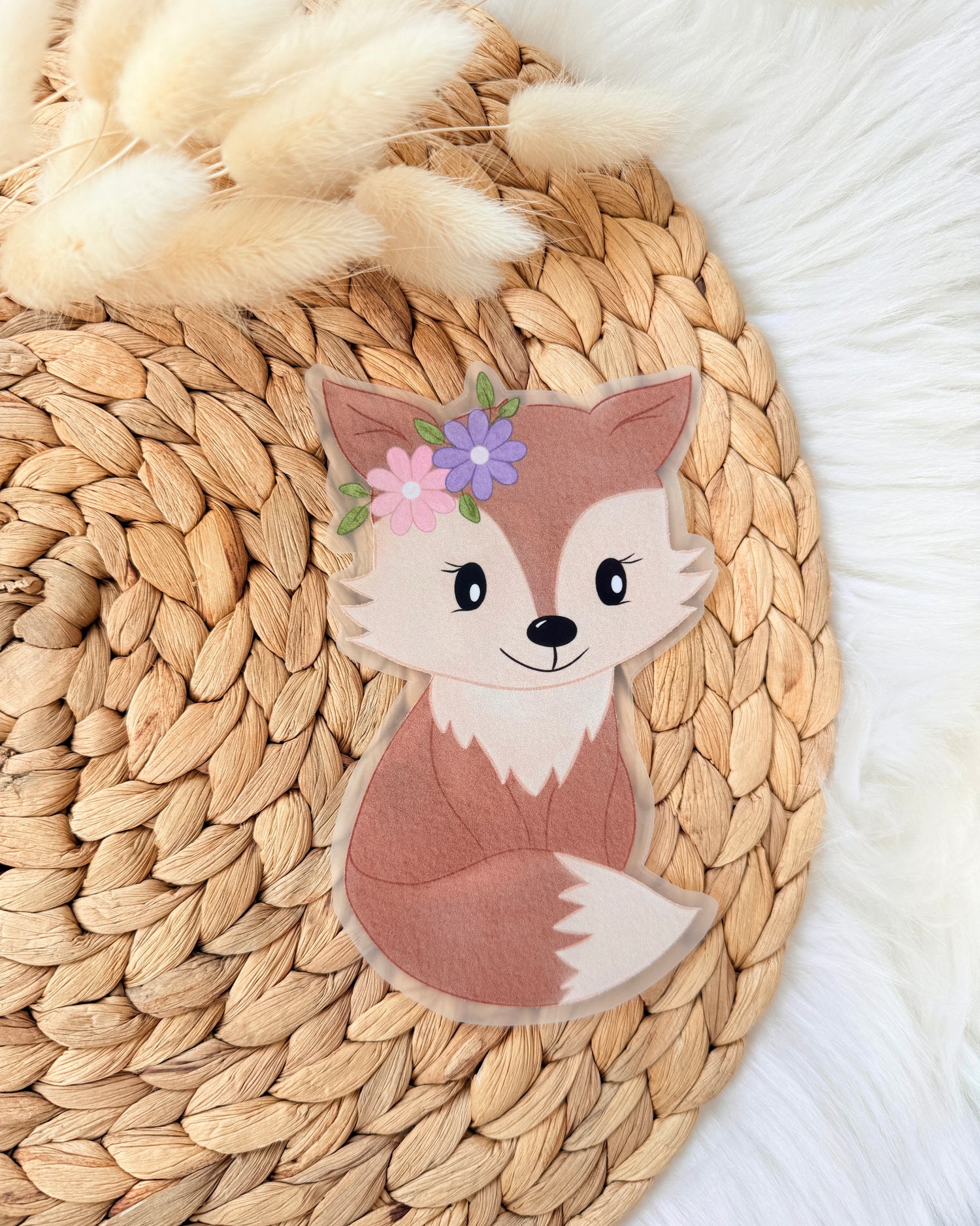 Bügelmotiv Fuchs mit Blumen