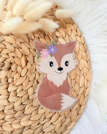 Bügelmotiv Fuchs mit Blumen