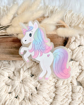 Bügelpatch Einhorn mit bunter  Regenbogen Mähne