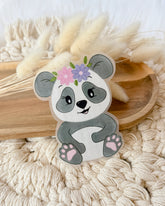 Bügelbild Pandabär mit Blumen