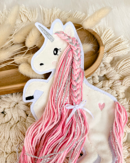 Bügelmotiv 3D  Einhorn  Rosa