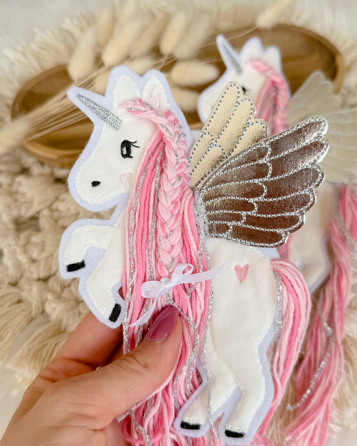 Applikation Pegasus Rosa Silber