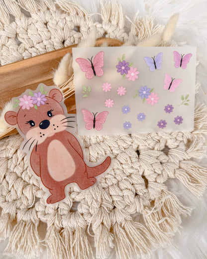 Otter mit Blumen DTF Druck