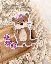 Otter Aufnäher klein mit Blüten