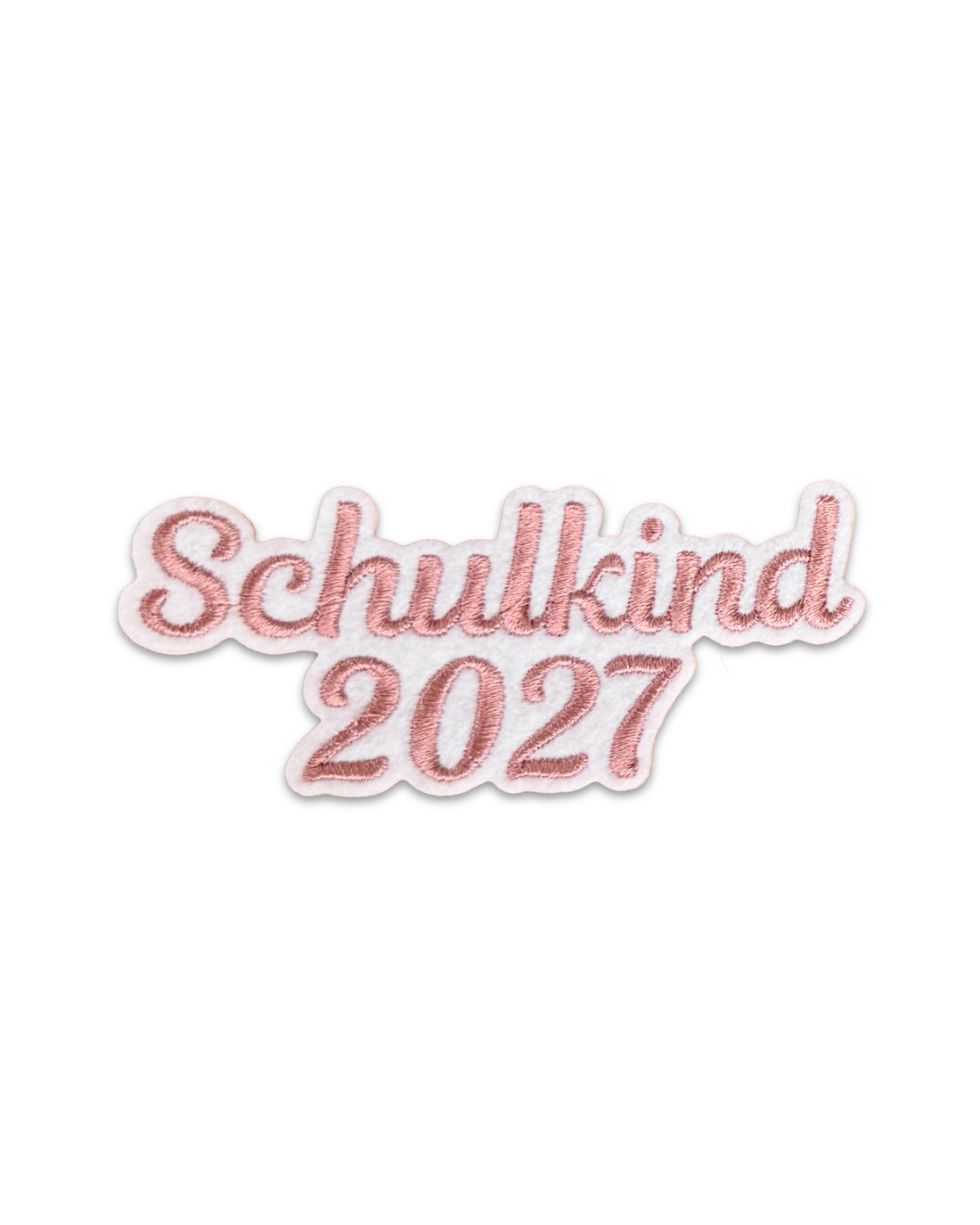 Applikation "Schulkind 2027" auf weißem Filz - Schrift 01