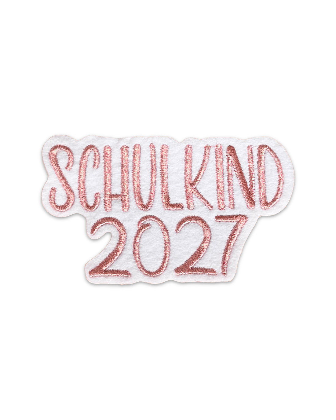 Applikation "Schulkind 2027" auf weißem Filz - Schrift 03