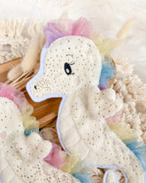 Seepferdchen Patch in weiß Glitzer