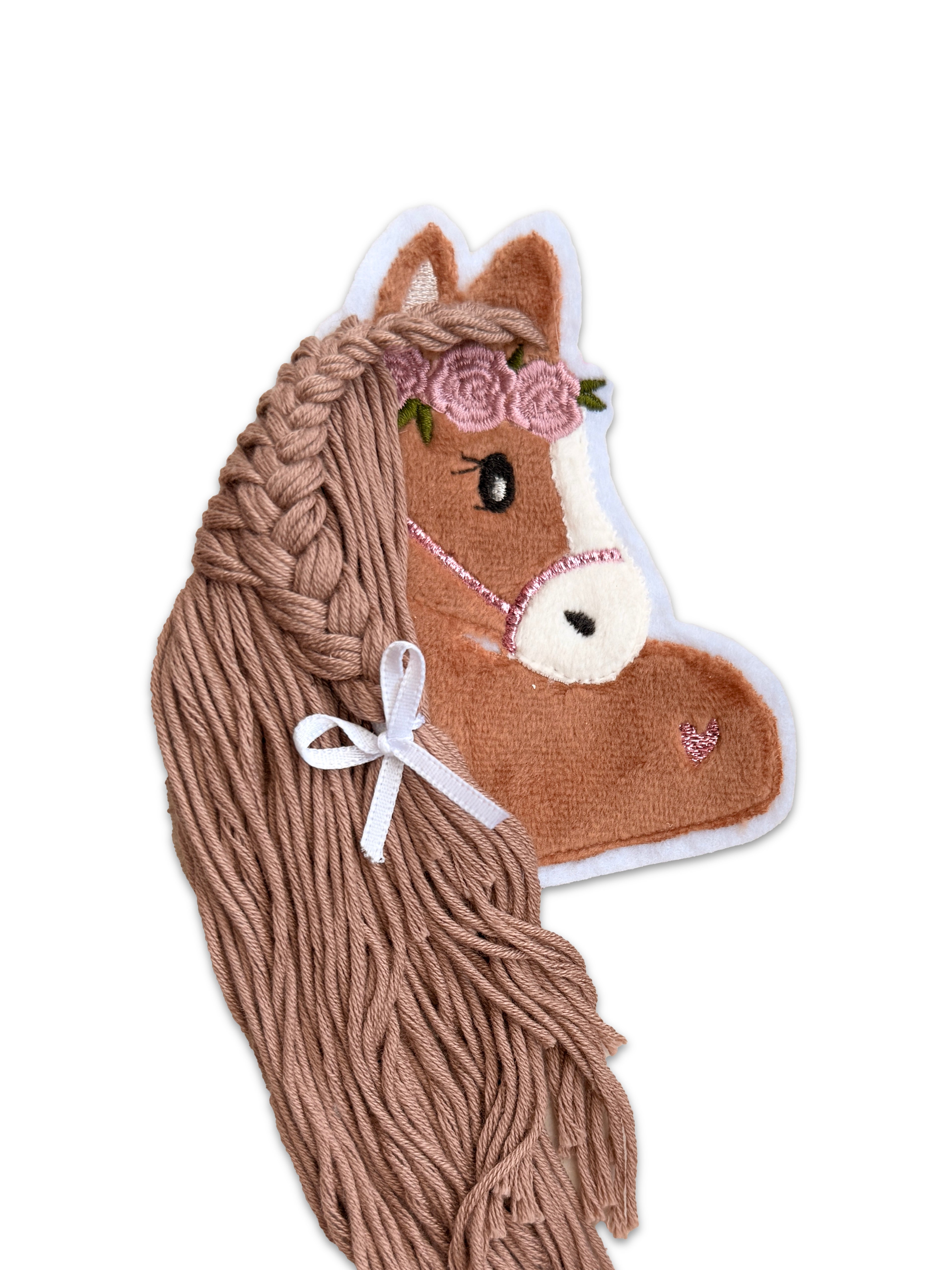 Applikation Pferd &quot;Paula&quot; in Rotbraun mit heller Wollmähne - Einzelstück