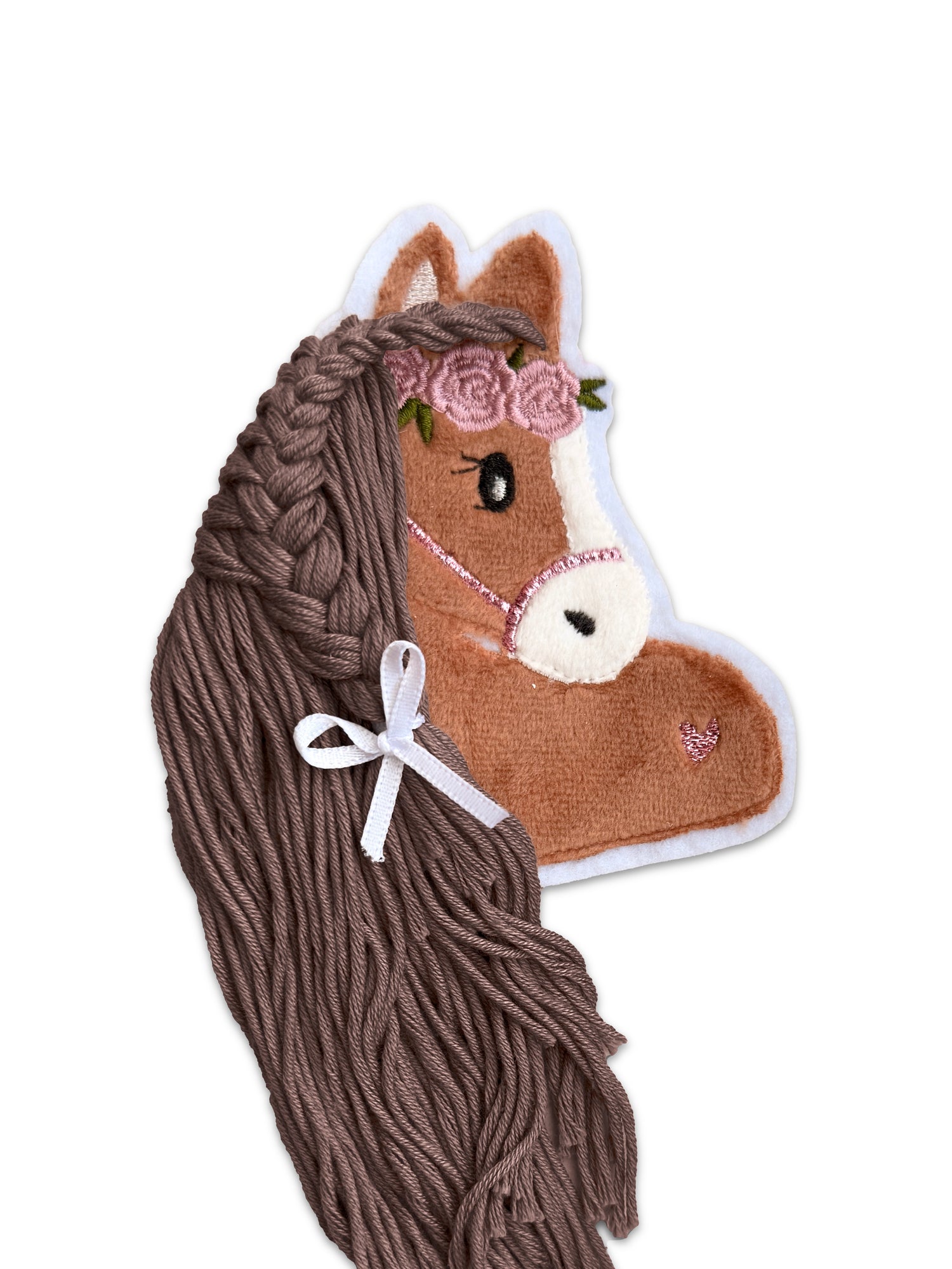 Applikation Pferd &quot;Paula&quot; in Rotbraun mit dunkler Wollmähne - Einzelstück