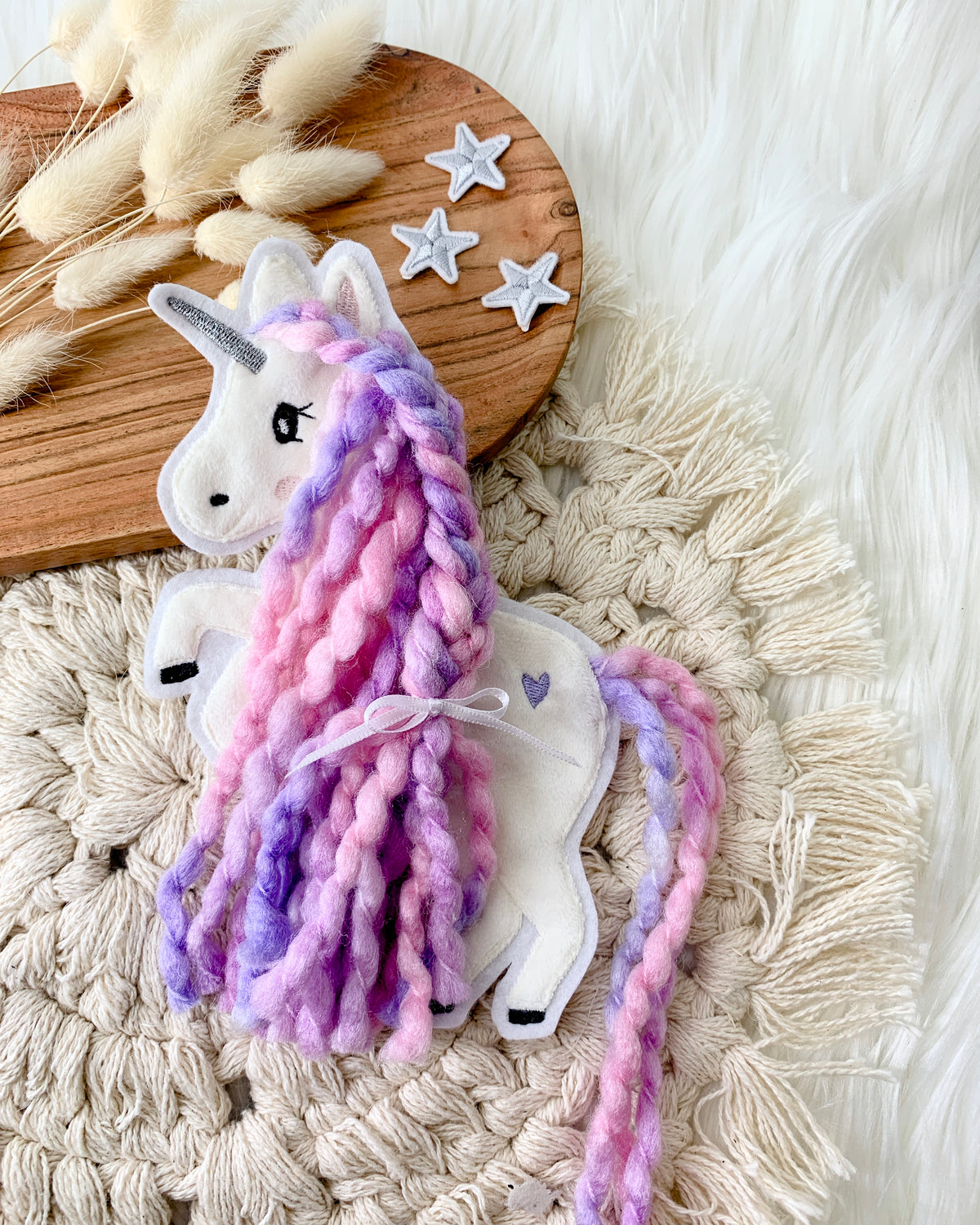 Applikation Einhorn Lila Rosa
