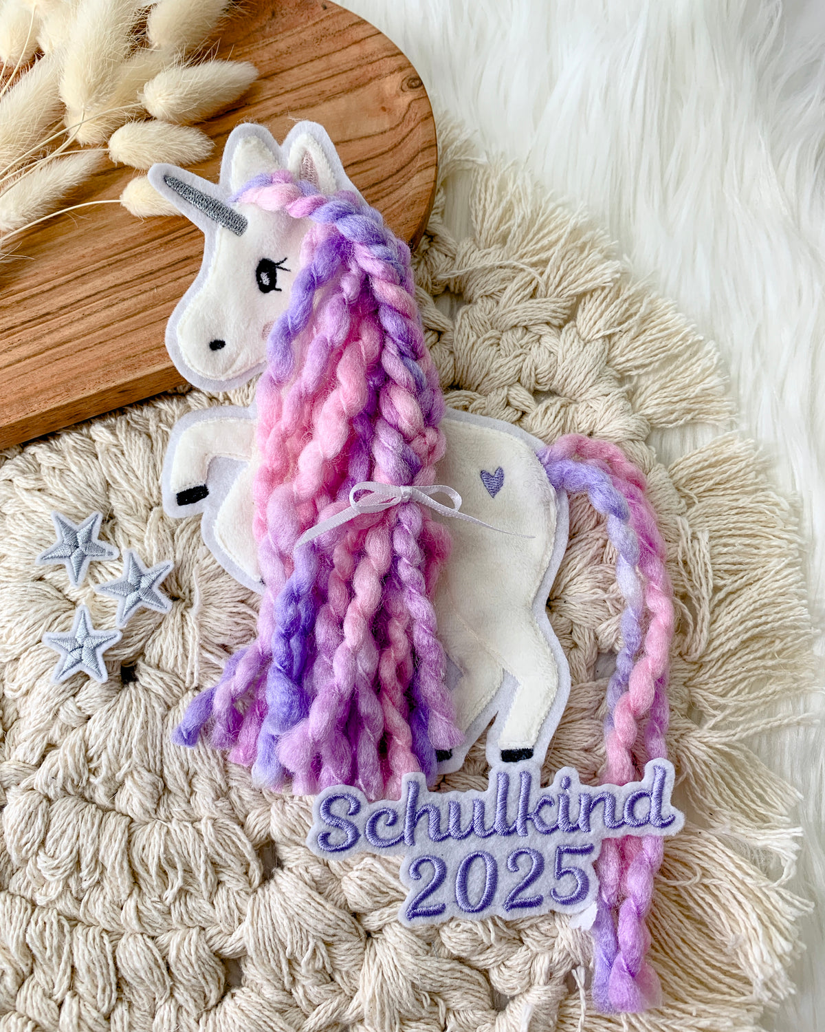Applikation Einhorn Lila Rosa