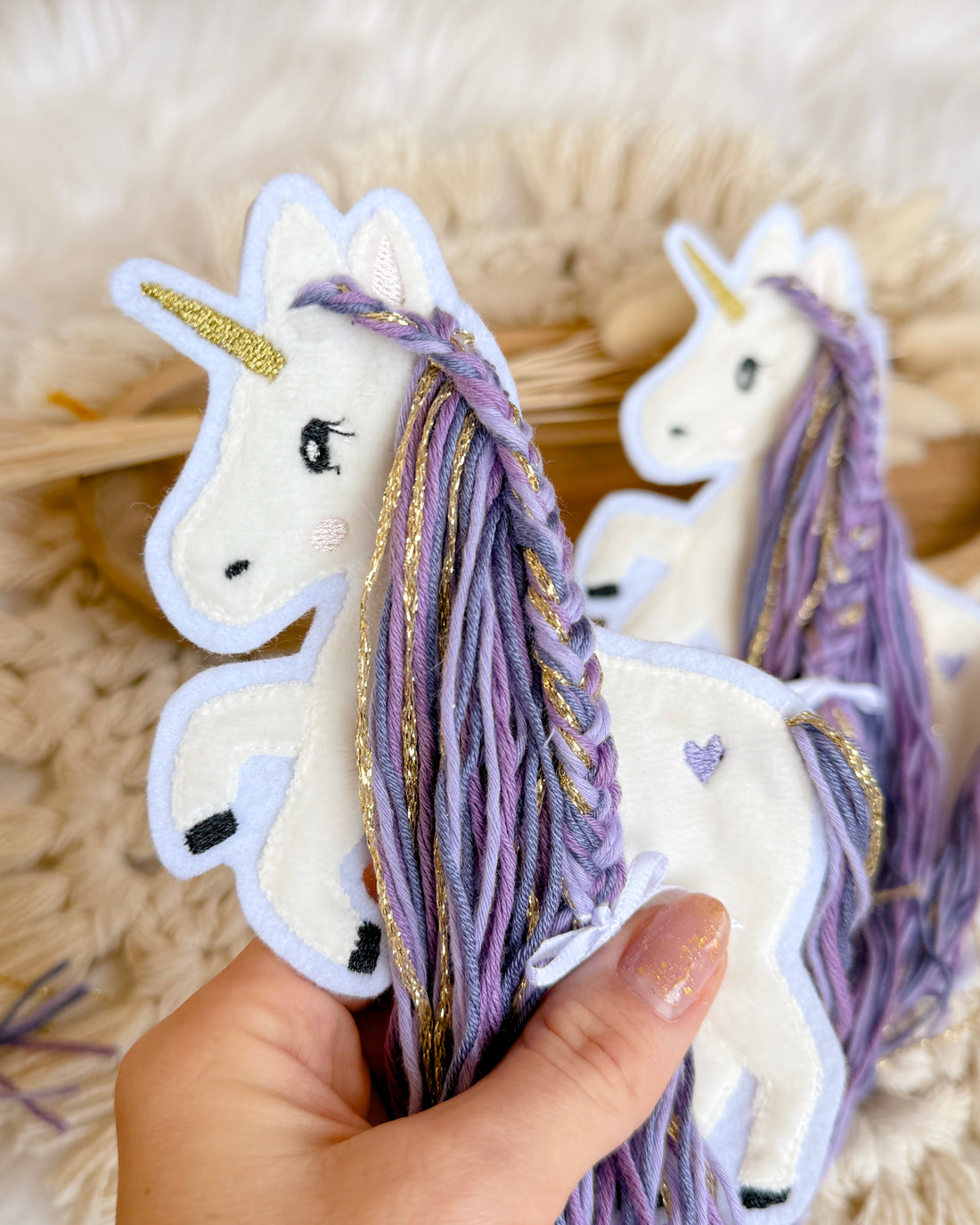 Aufnäher Einhorn Lila Lavendel Gold