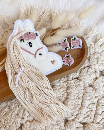 Pferd patch weiß mit rosa