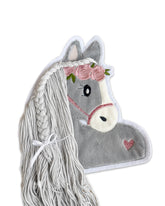 Applikation Pferd Grau mit Rosa