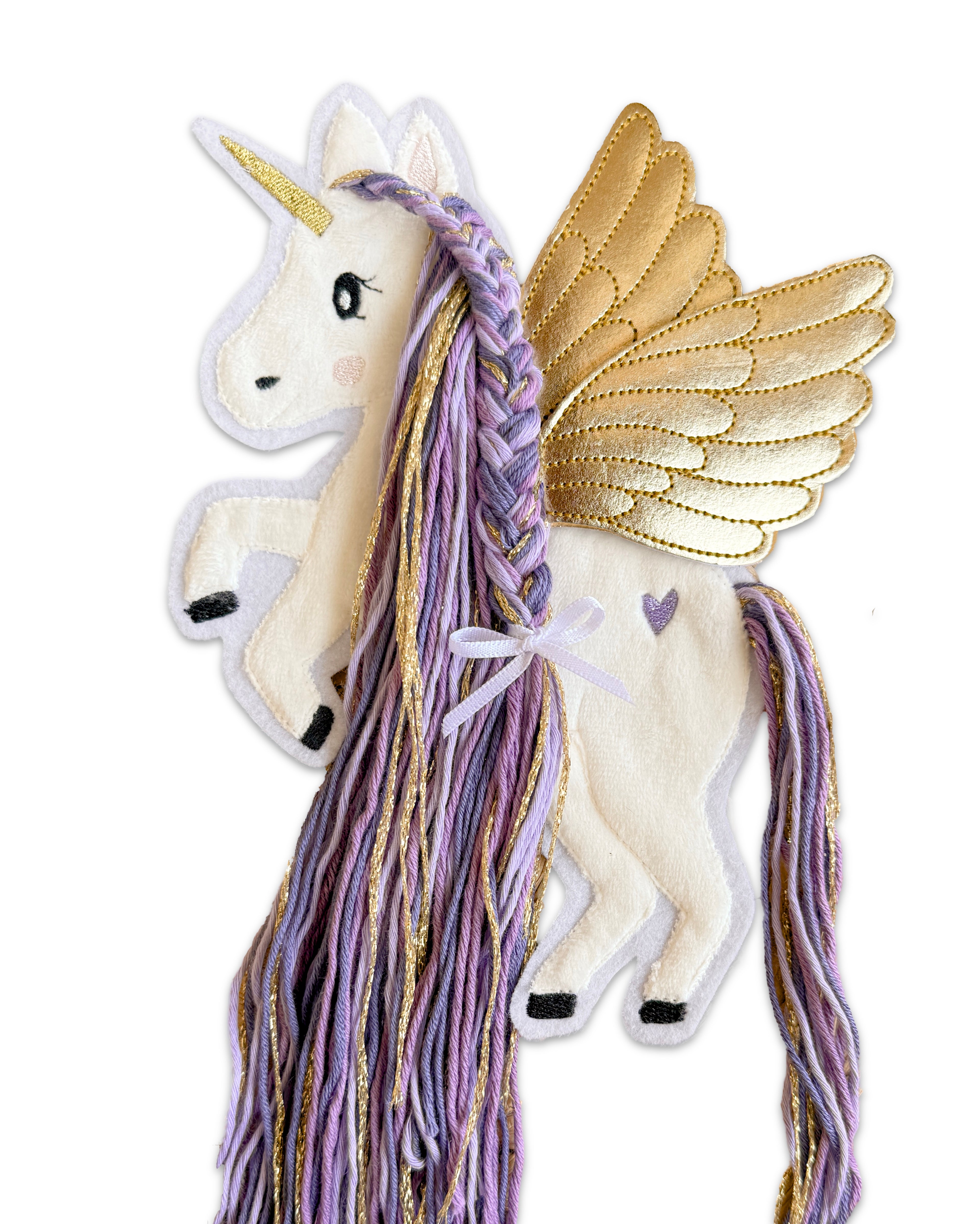 Applikation Pegasus in Lila und Gold