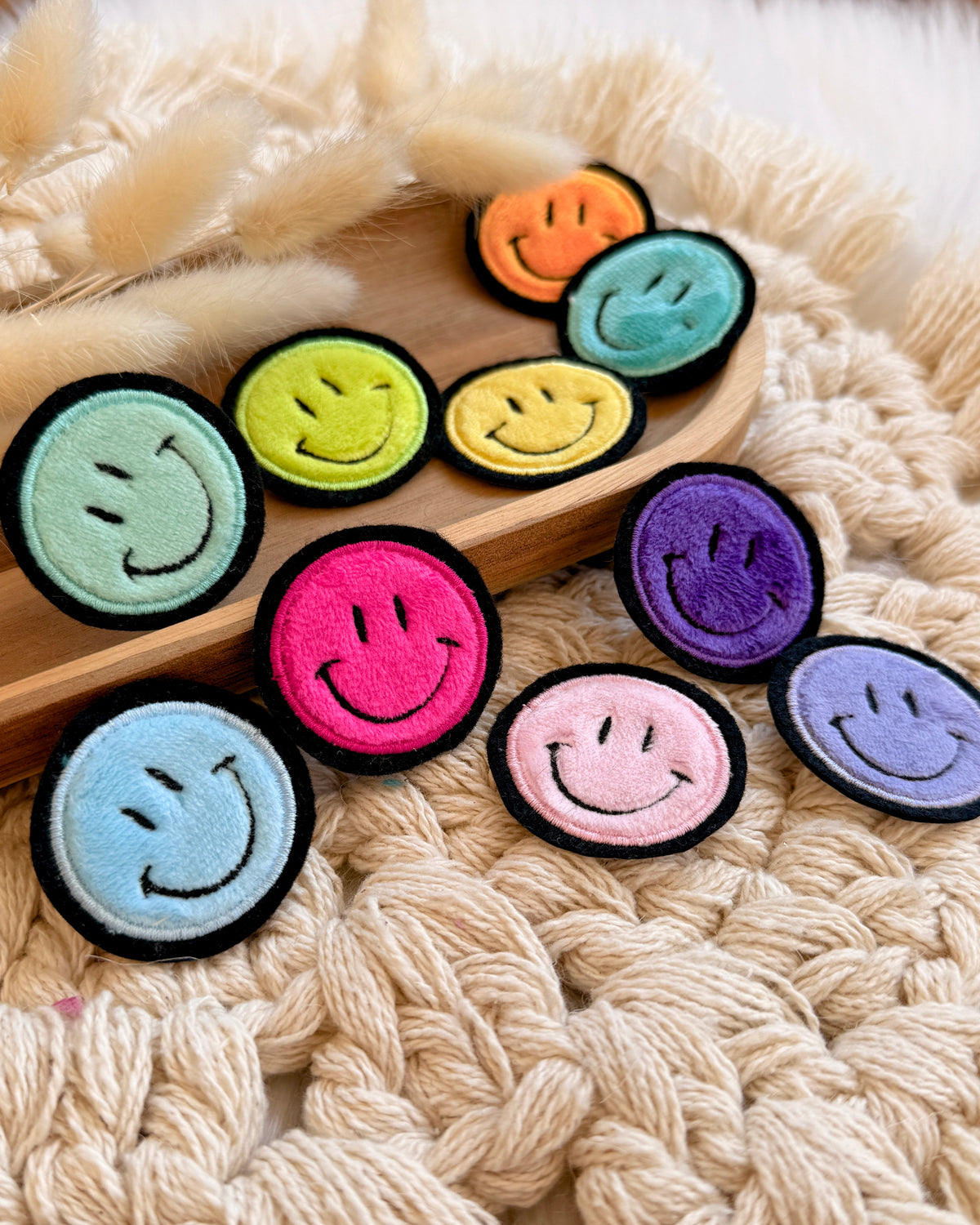 Bügelpatch Smiley Gesicht Klein und Bunt