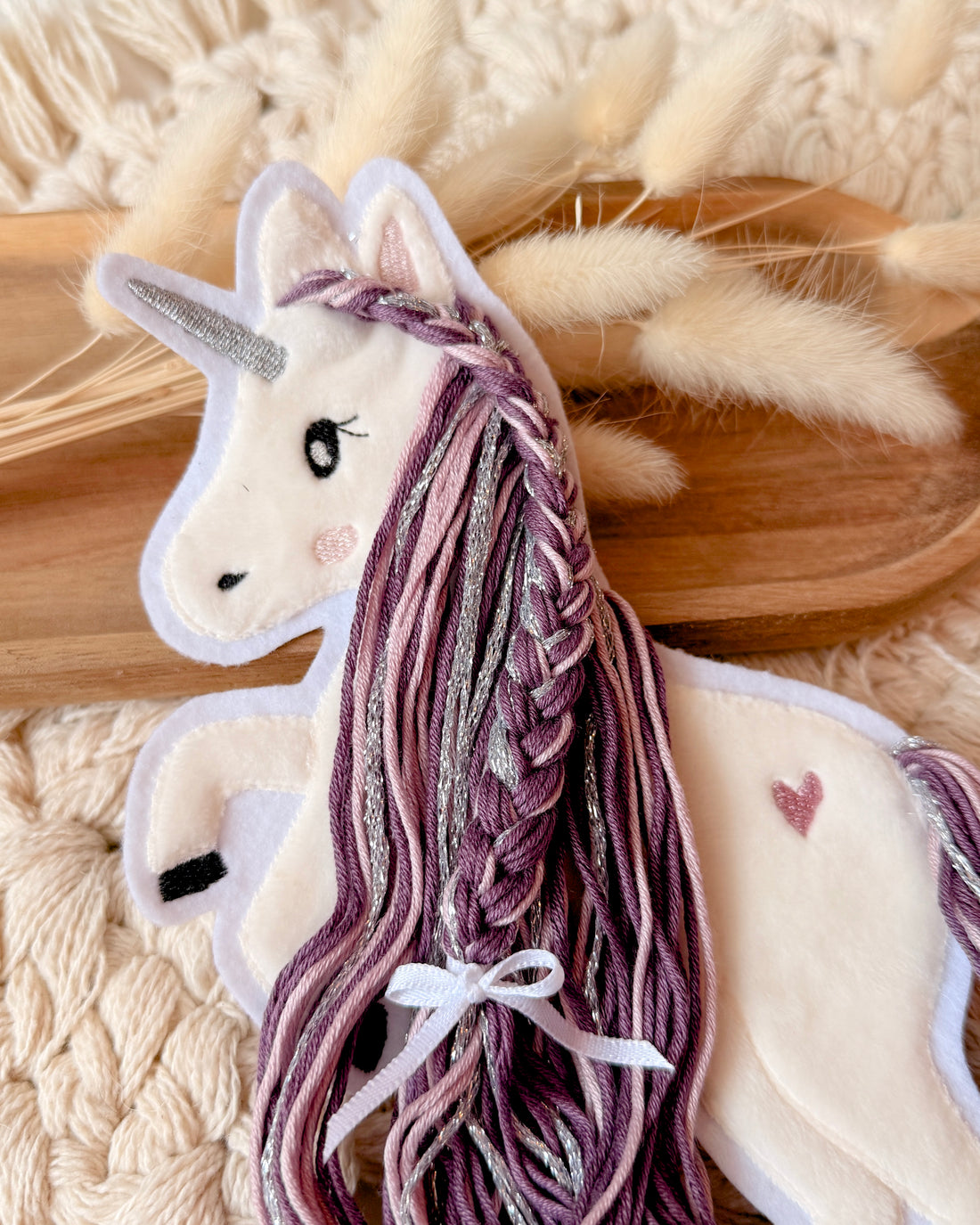 Applikation Einhorn "Ella" - Mauve/Silber