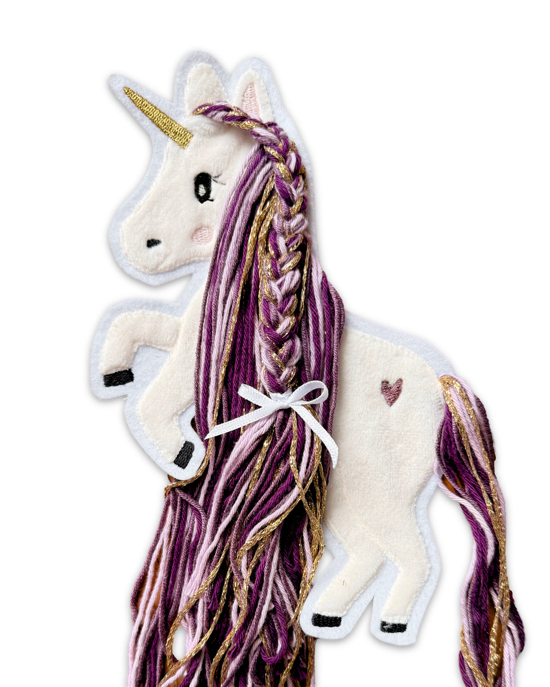 Applikation Einhorn "Ella" - Pflaume/Gold