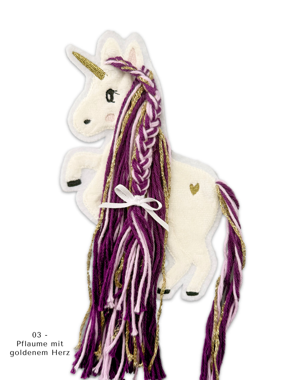 Applikation Einhorn &quot;Ella&quot; Pflaume/Gold - Einzelstück