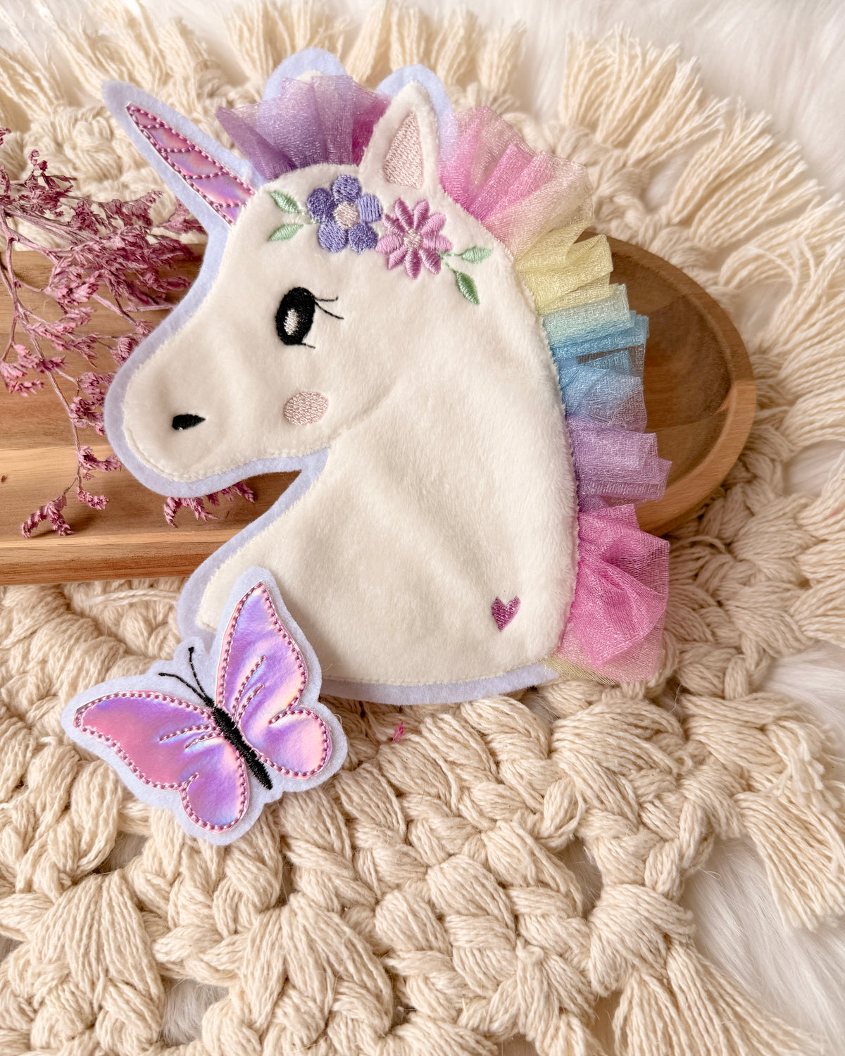 Aufnäher Einhorn Regenbogen Schmetterling