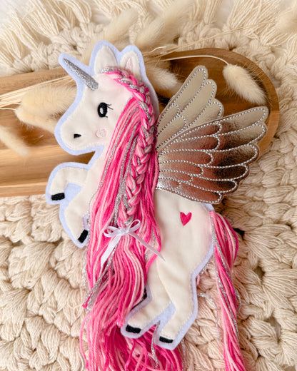 Applikation Pegasus "Pia" - Pink/Silber