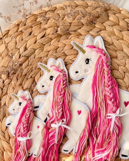 Applikation Einhorn Wolle Pink ROsa