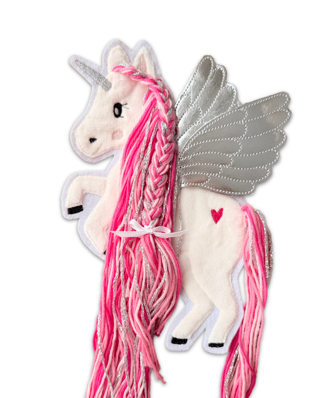 Applikation Pegasus Silber Pink