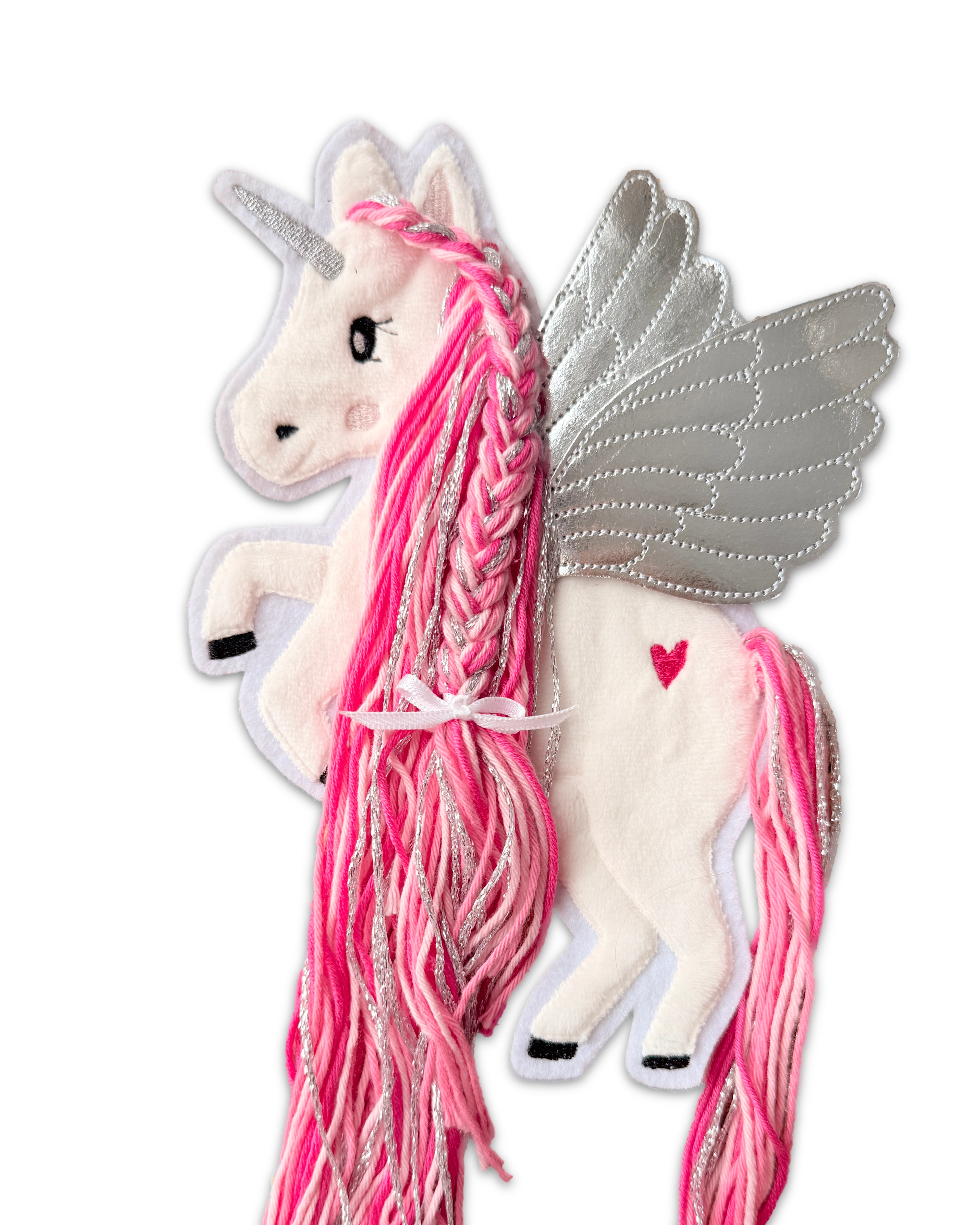 Applikation Pegasus Silber Pink