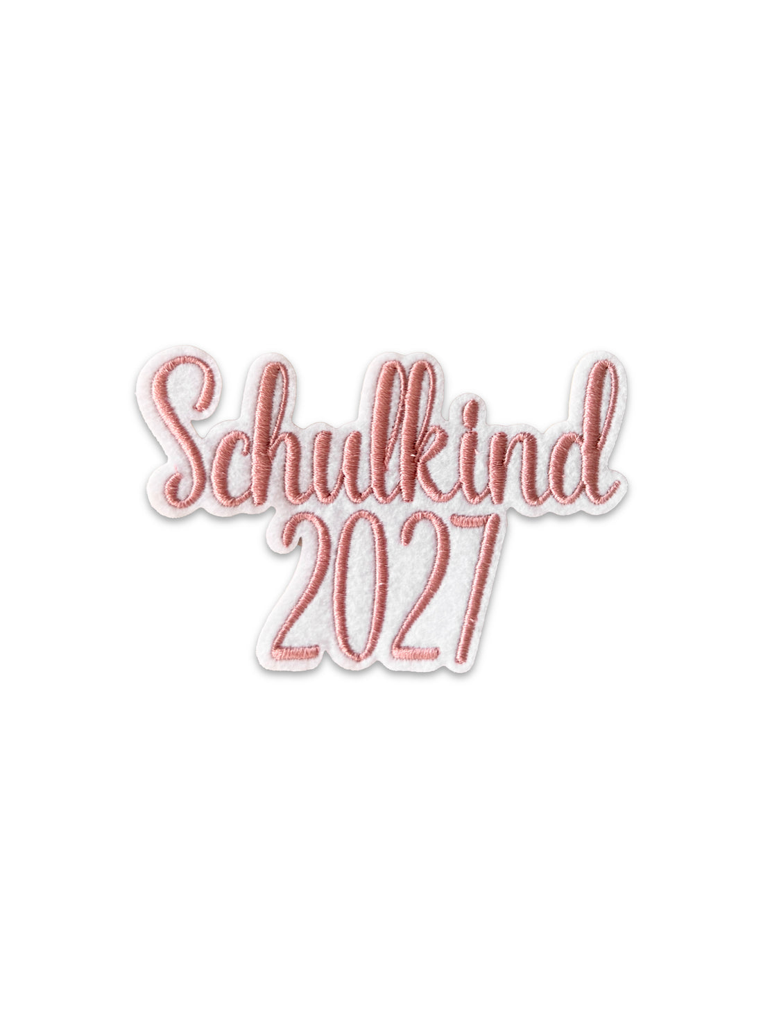 Applikation "Schulkind 2027" auf weißem Filz - Schrift 05