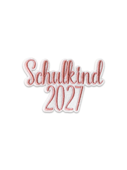 Applikation "Schulkind 2027" auf weißem Filz - Schrift 05