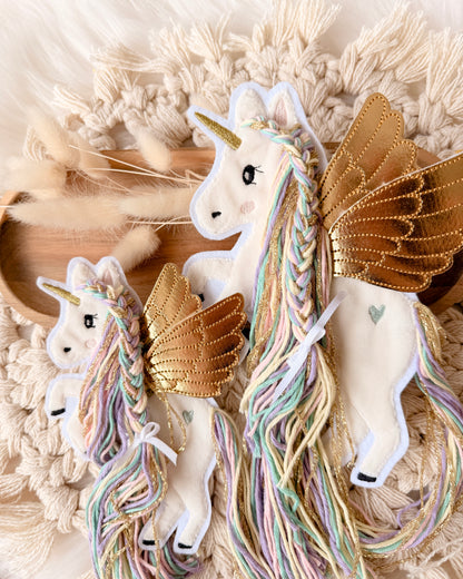Applikation Pegasus "Pia" - Regenbogen/Gold