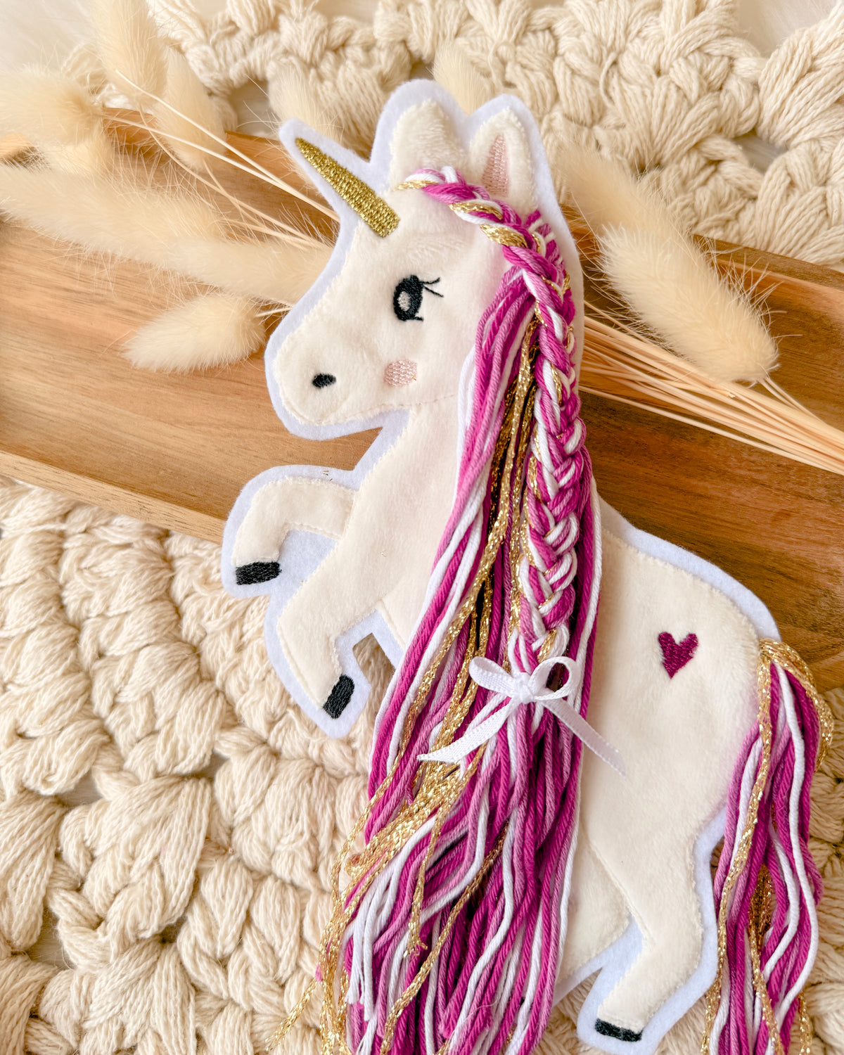 Applikation Einhorn "Ella" - Beere/Gold