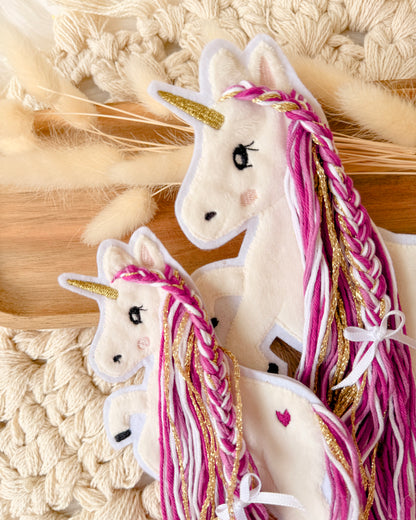 Applikation Einhorn "Ella" - Beere/Gold
