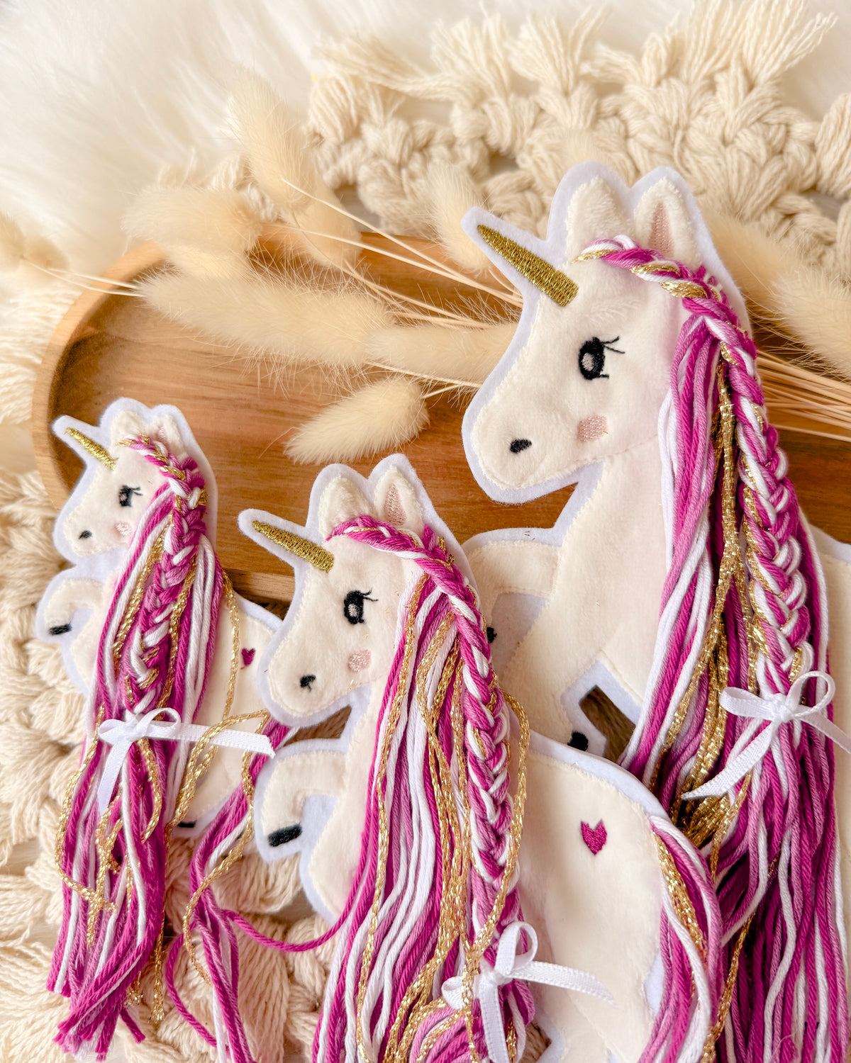 Applikation Einhorn "Ella" - Beere/Gold