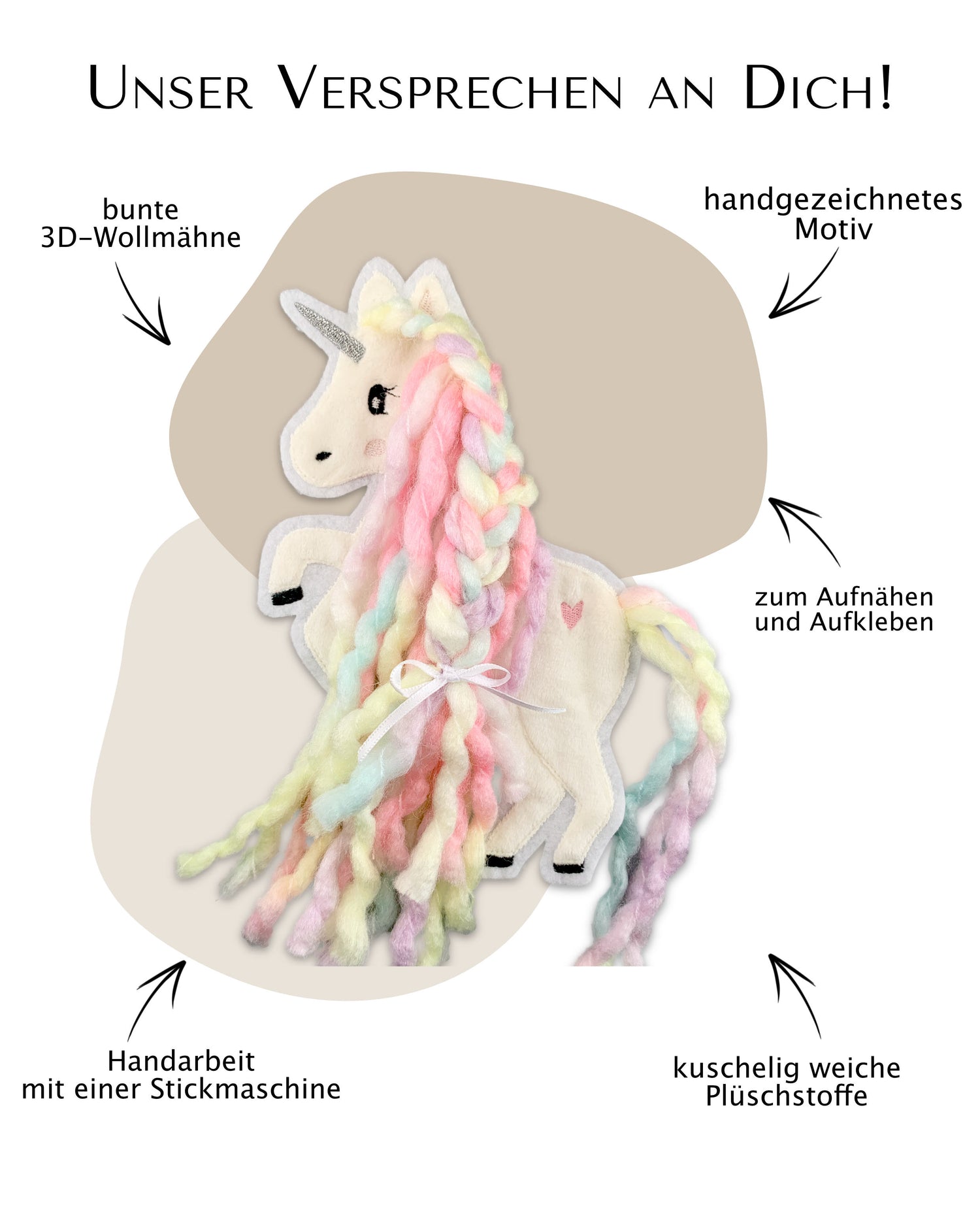 Applikation Einhorn &quot;Ella&quot; - Regenbogen