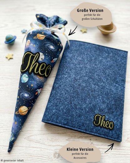Namensapplikation auf schwarzem Filz - Schrift 02