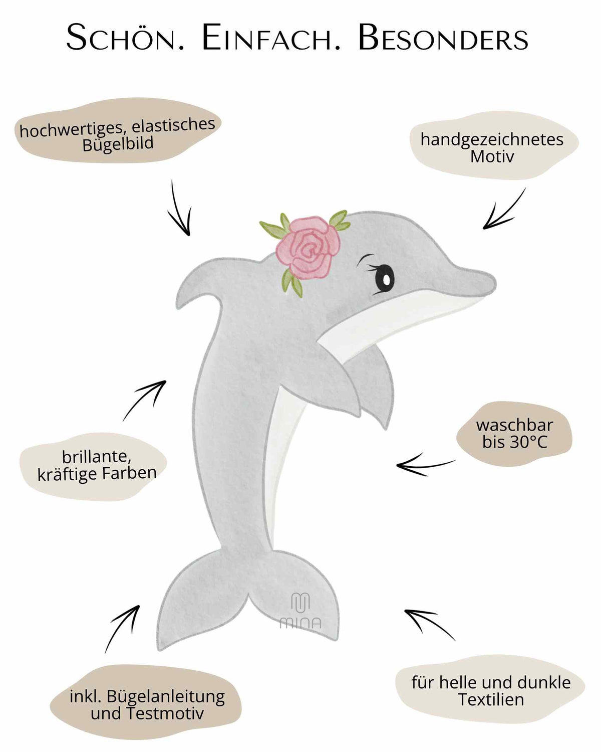 Bügelpatch Delfin Vorteile