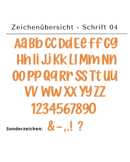 Namensapplikation auf weißem Filz - Schrift 04