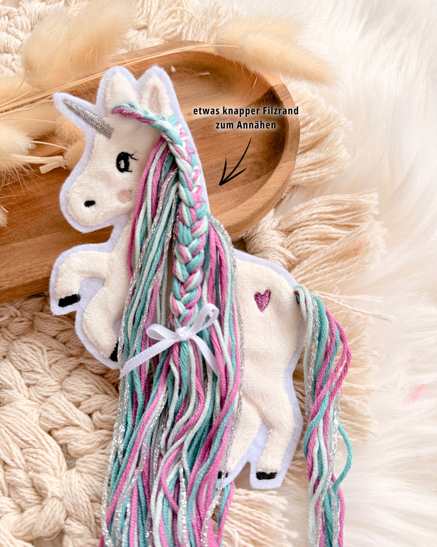 B-WARE Applikation Einhorn "Ella" - Türkis/Lila