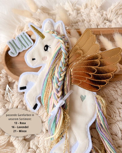 Applikation Pegasus "Pia" - Regenbogen/Gold