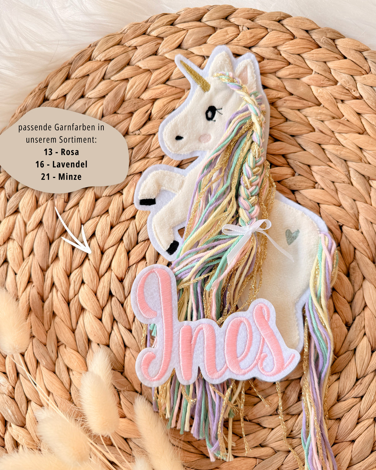 Applikation Einhorn "Ella" - Regenbogen/Gold