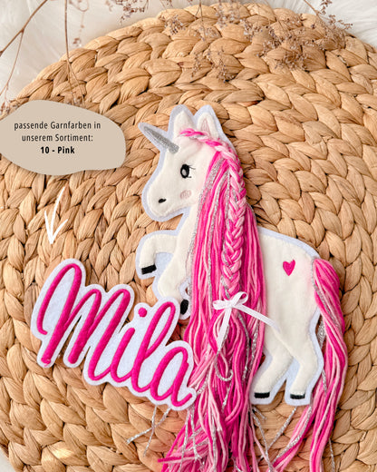 Applikation Einhorn "Ella" - Pink/Silber