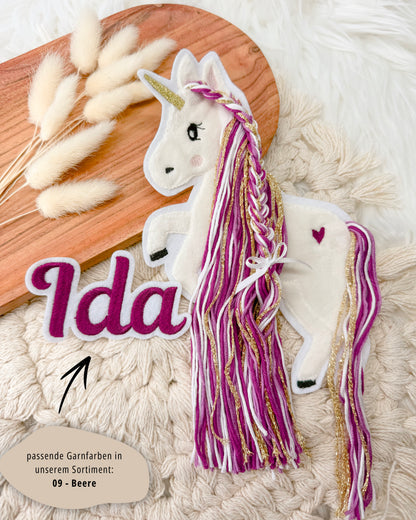 Applikation Einhorn "Ella" - Beere/Gold