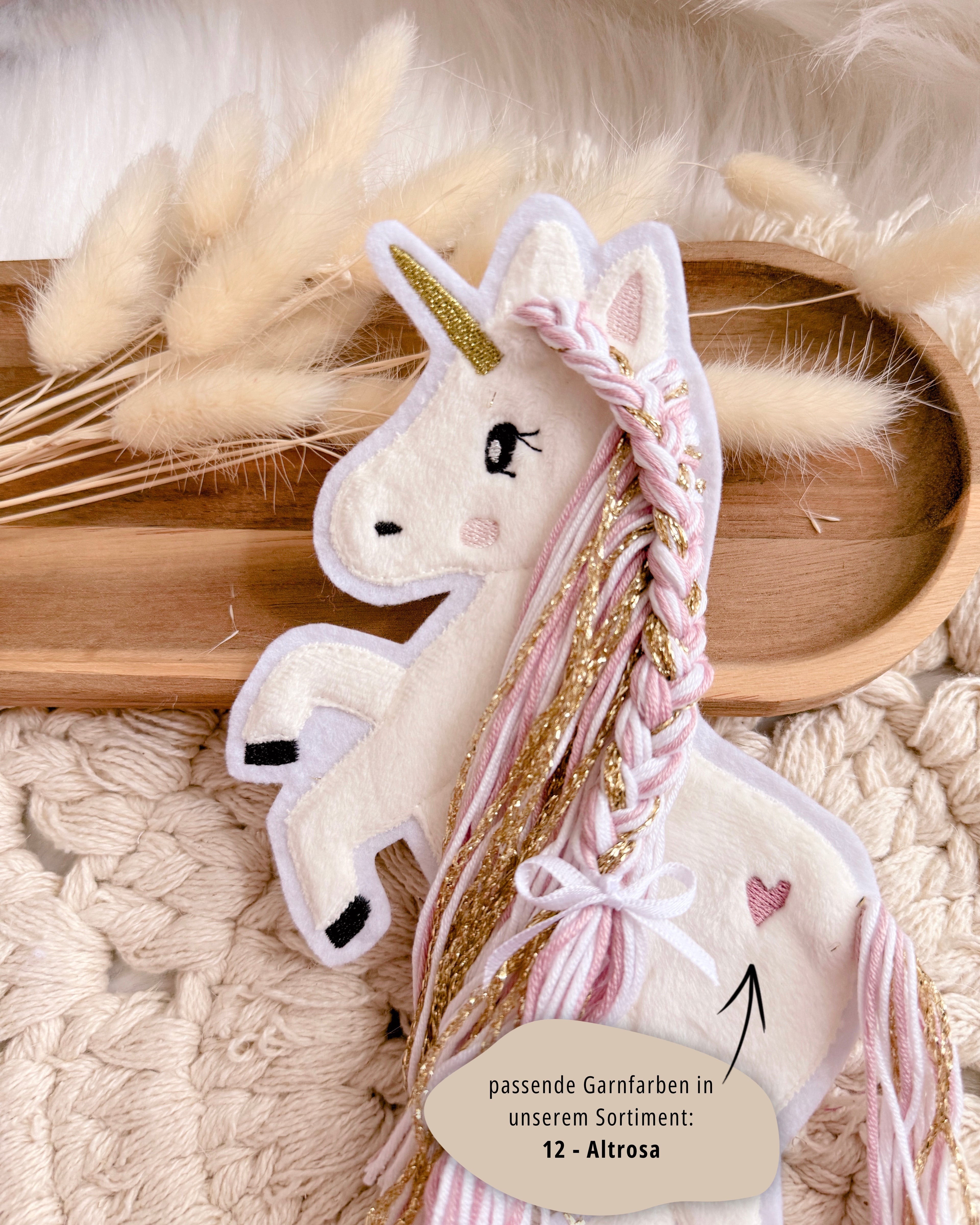 Applikation Einhorn "Ella" - Altrosa/Gold