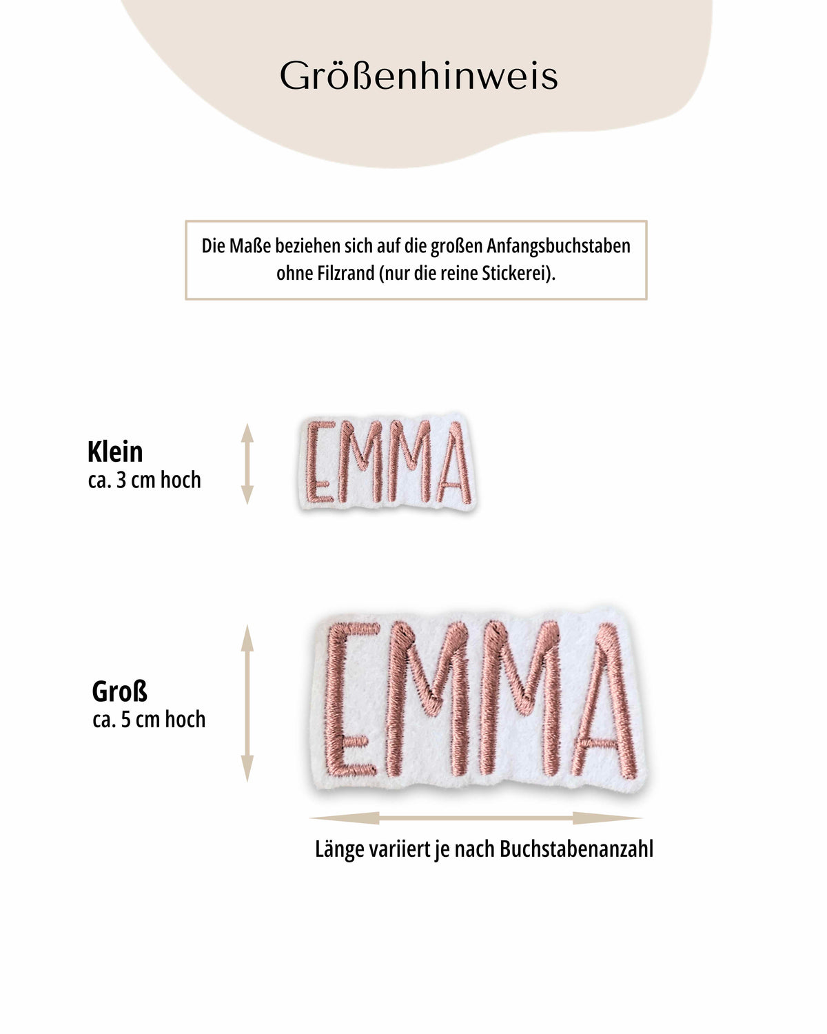 Namensapplikation auf schwarzem Filz - Schrift 03