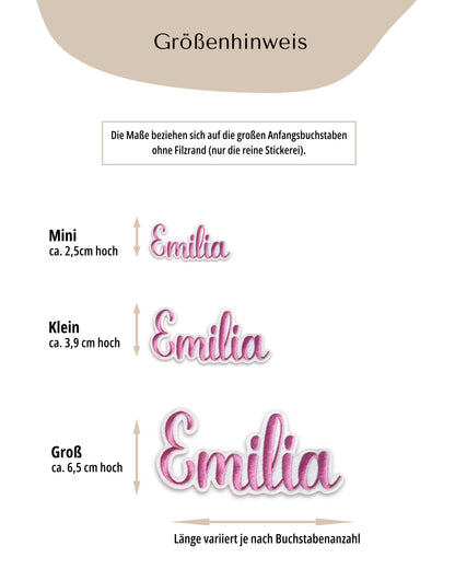 Namensapplikation auf weißem Filz - Schrift 05