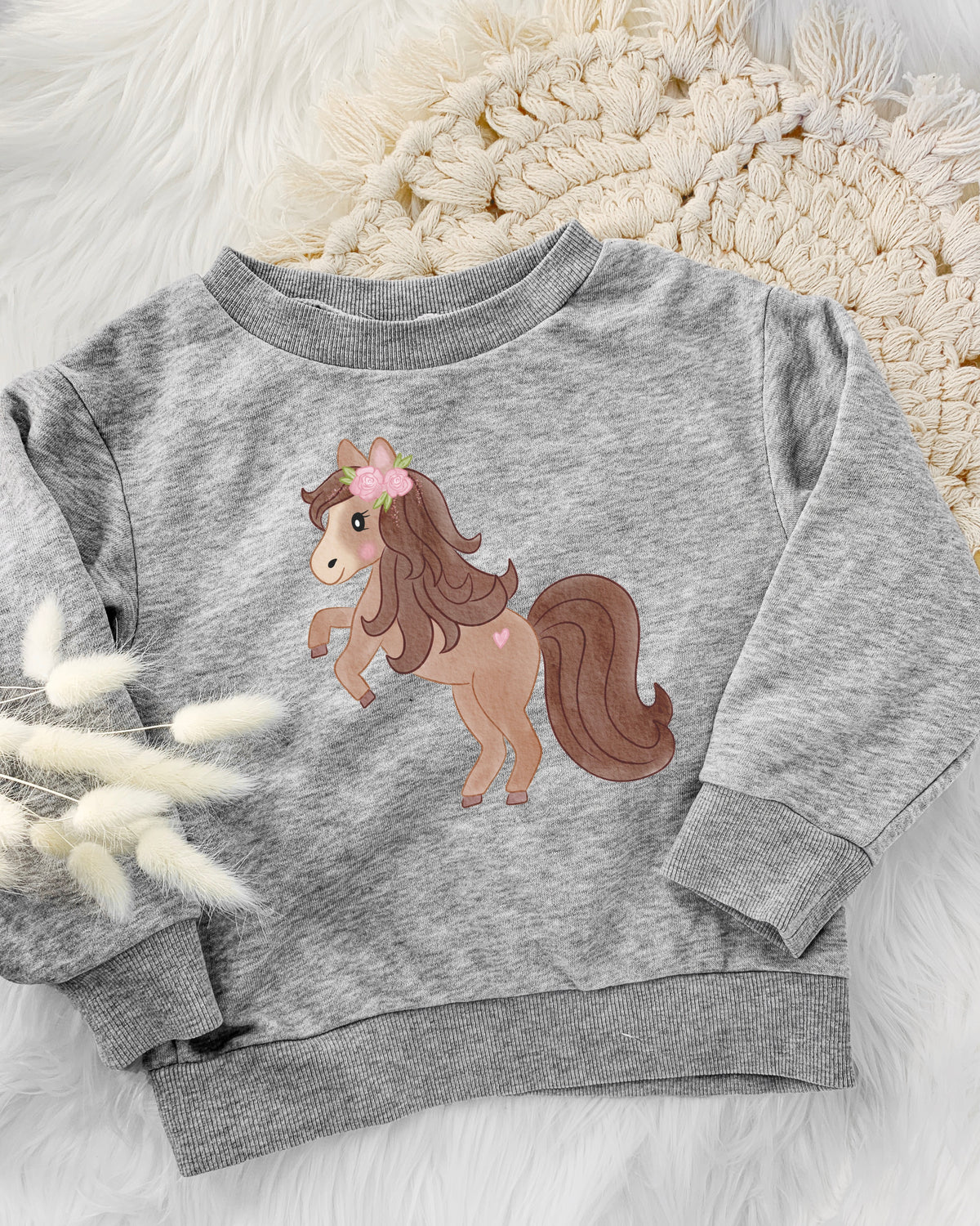 Pullover mit Pferde Printmotiv